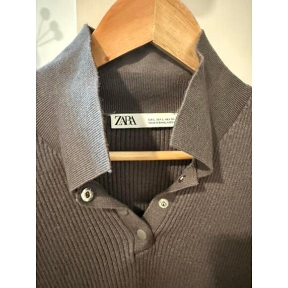 Zara Ribbed Collared Knit Top ✨ - Picture 5 of 8
